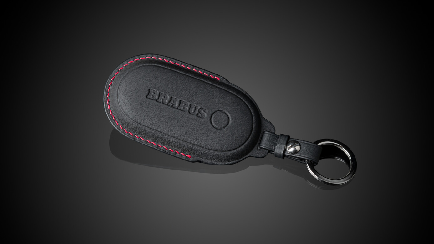 Leather key cover black-red 4