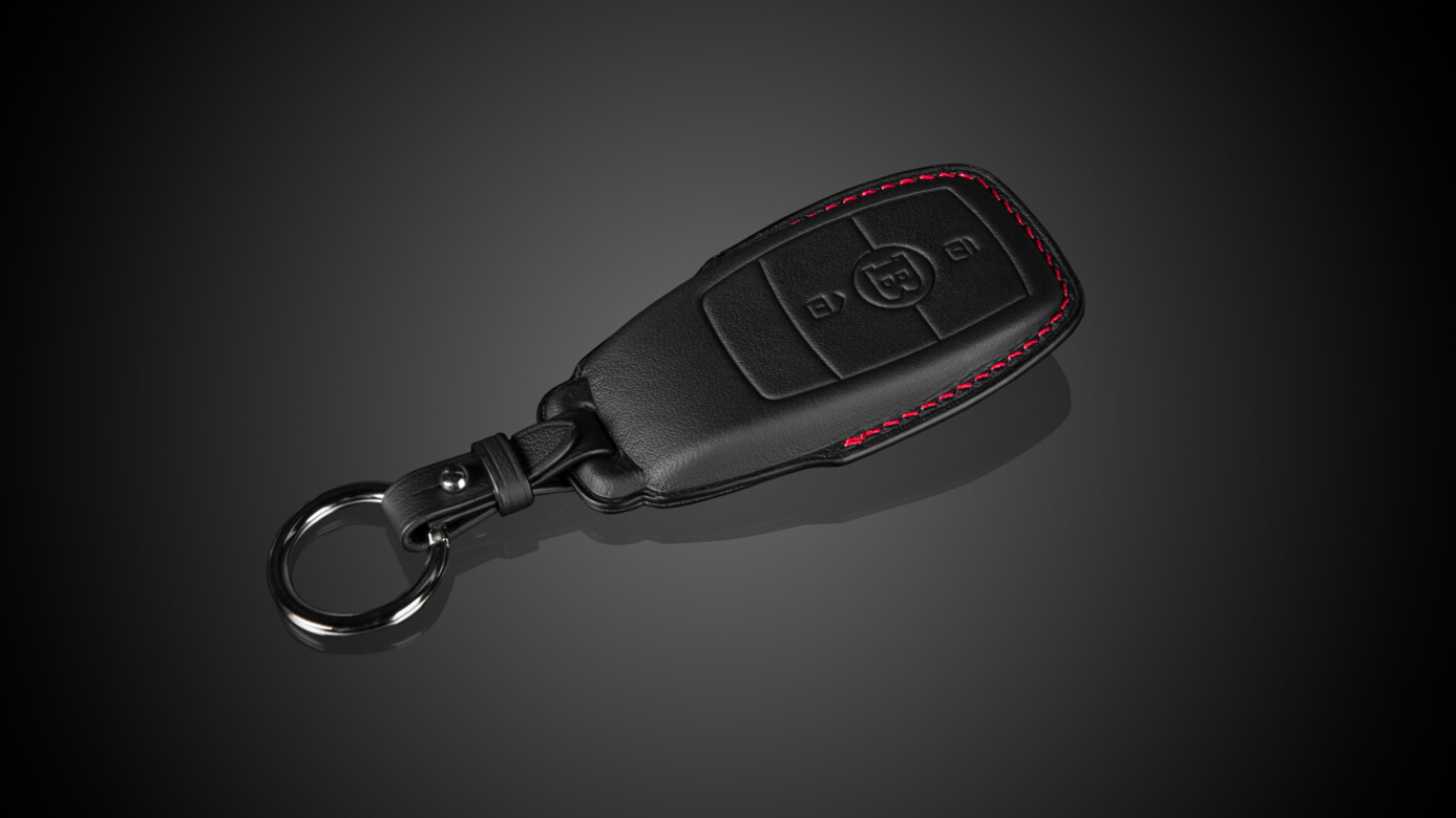 Leather key cover black-red 2