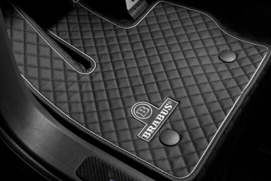 Leather floor mats black-grey quilted