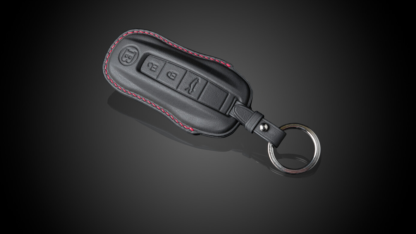 Leder Schlüsselcover schwarz-rot